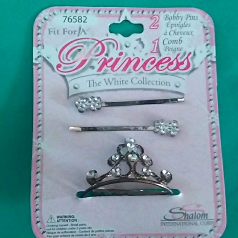 Princess the white collection bobby pins and tiara comb